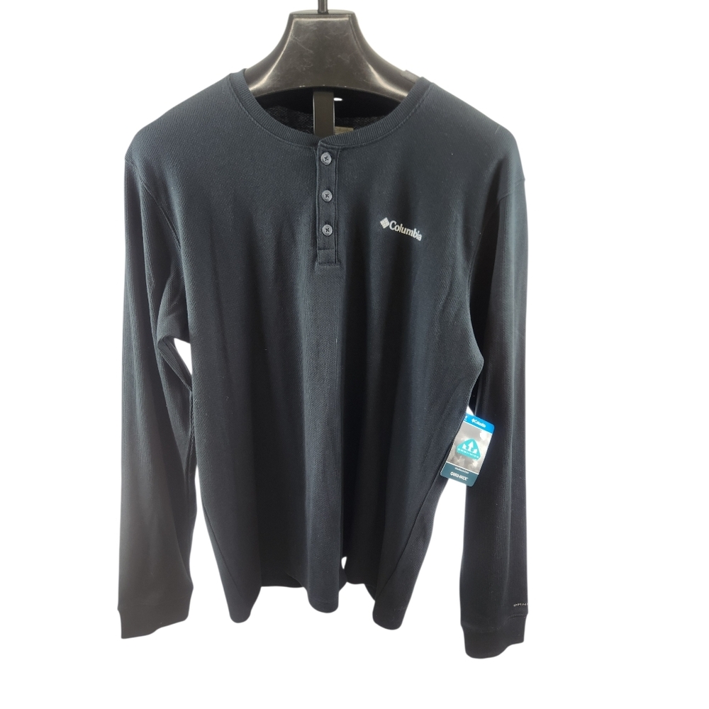 NWT Columbia Black Long Sleeve Henley